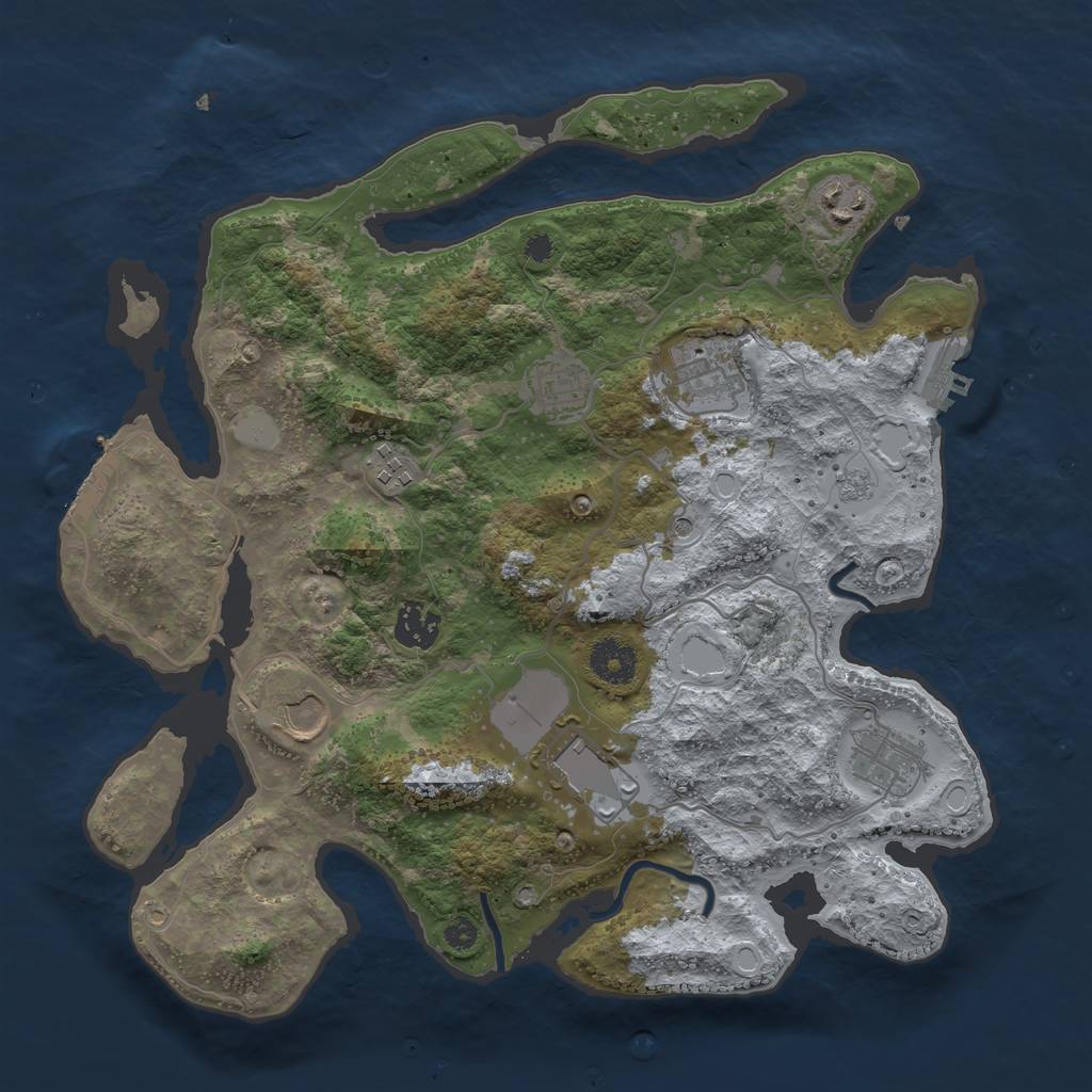 Rust Map: Procedural Map, Size: 3500, Seed: 1239837927, 17 Monuments