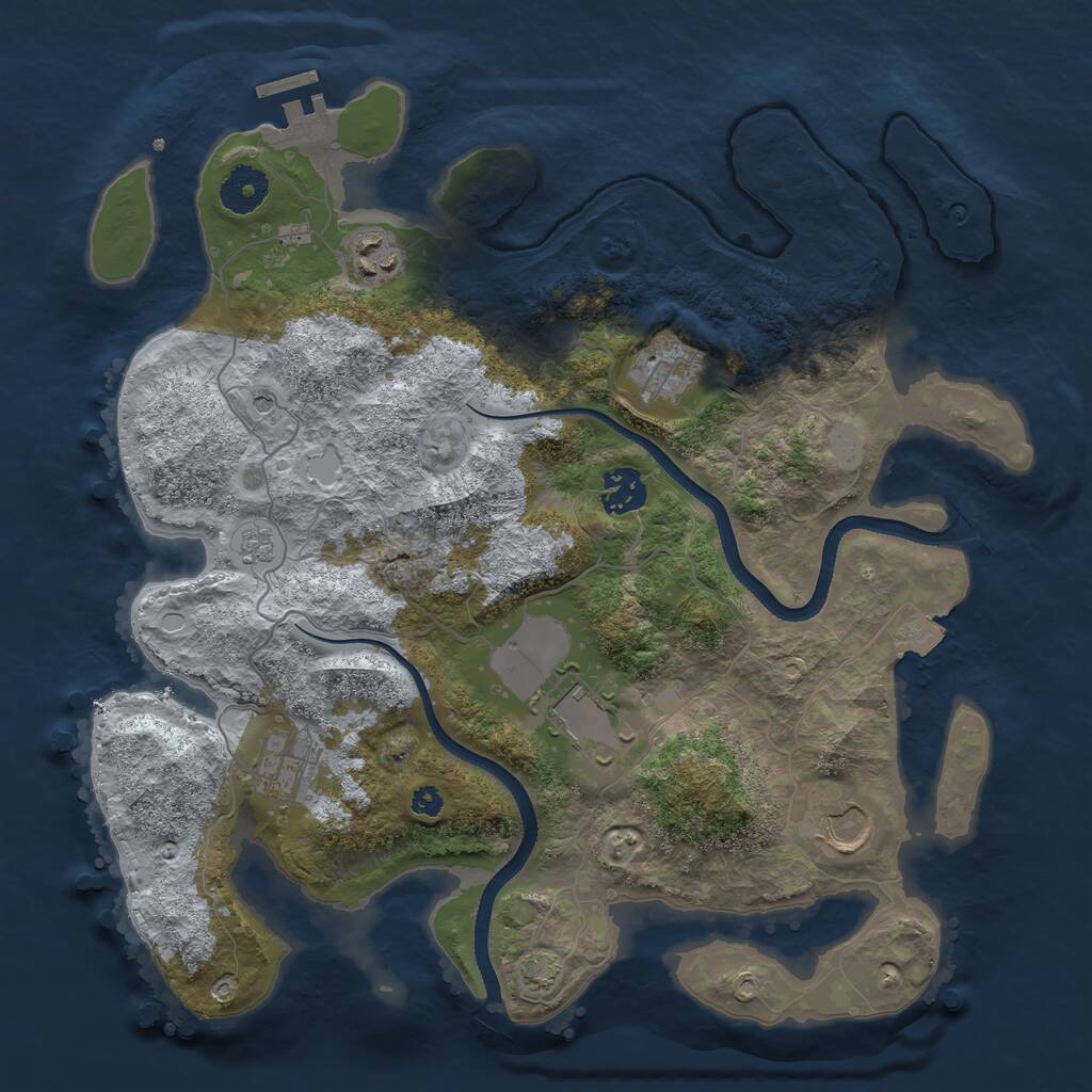 Rust Map: Procedural Map, Size: 3500, Seed: 1404971469, 11 Monuments