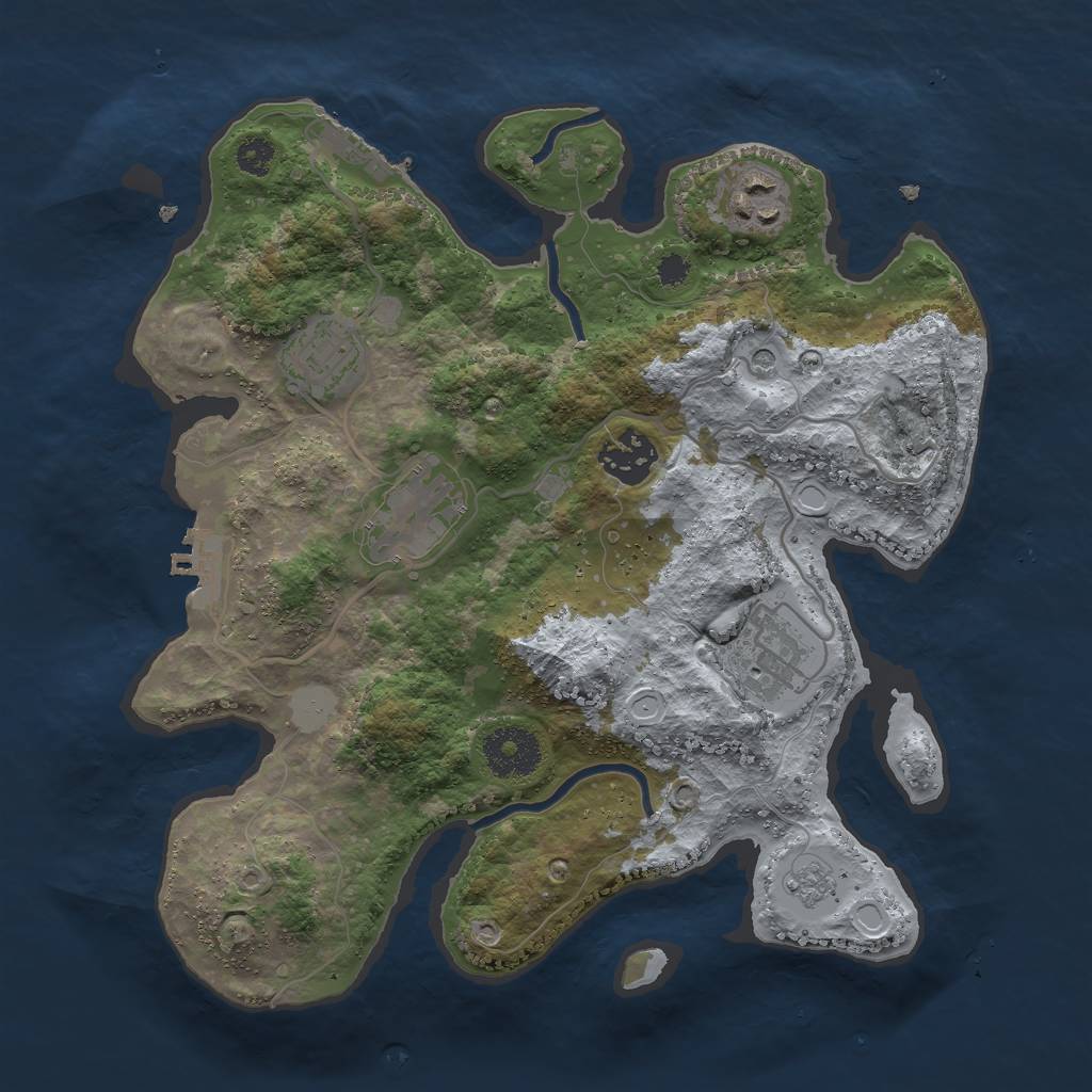 Rust Map: Procedural Map, Size: 3000, Seed: 5021998, 14 Monuments