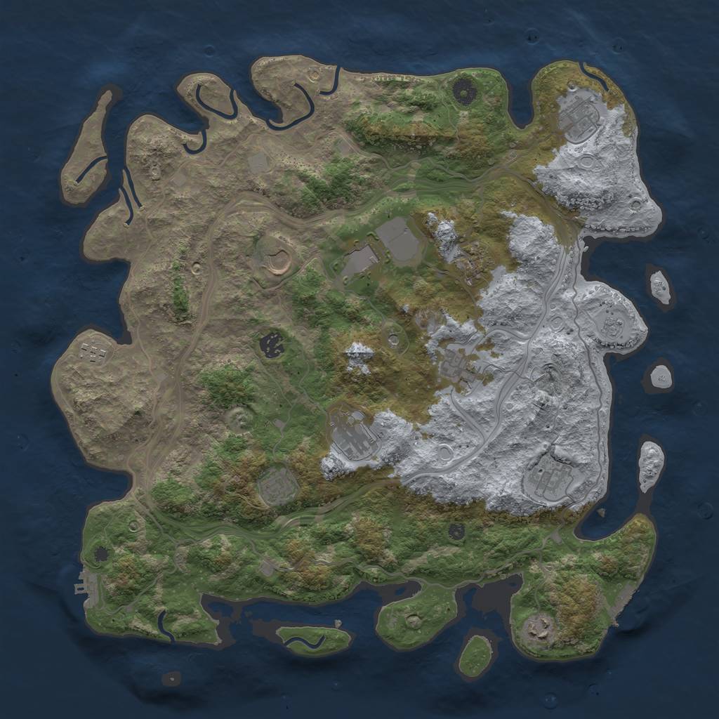 Rust Map: Procedural Map, Size: 4300, Seed: 9834319, 20 Monuments