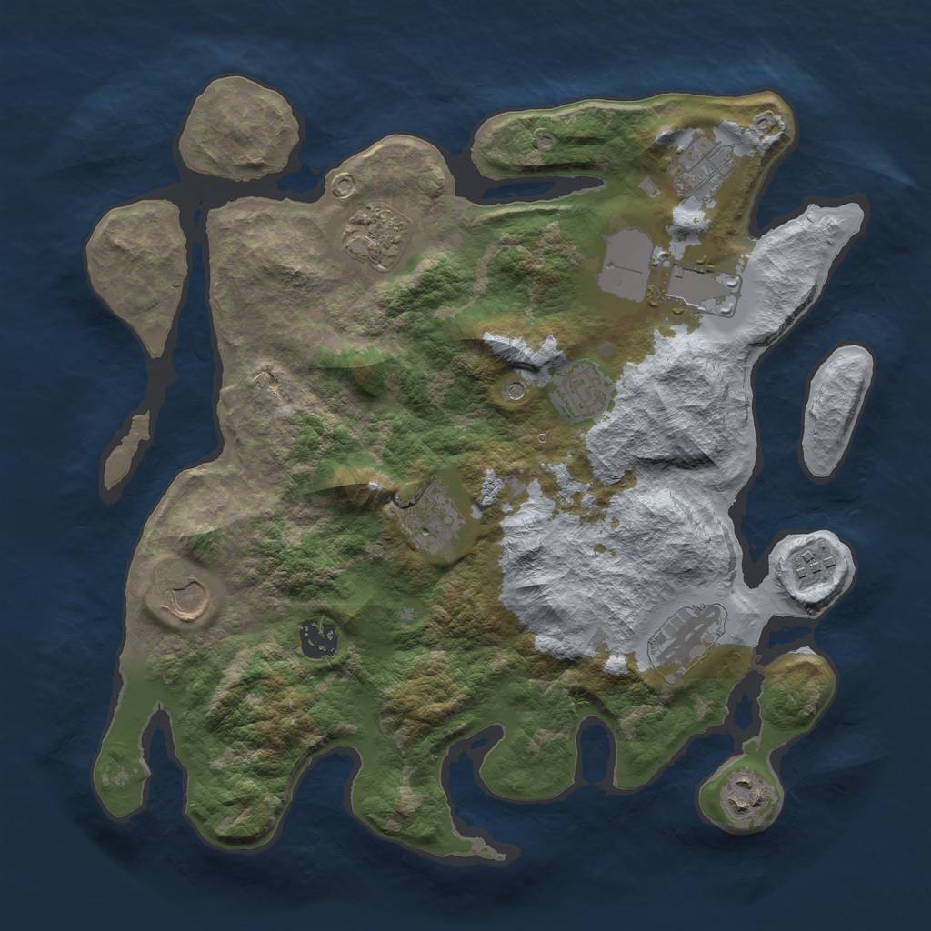 Rust Map: Barren, Size: 3500, Seed: 1995789216, 13 Monuments