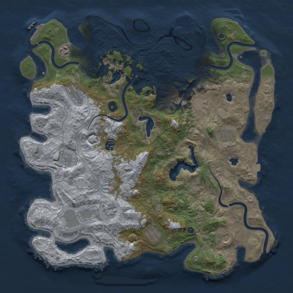 Rust Map: Procedural Map, Size: 4500, Seed: 1331097281, 17 Monuments