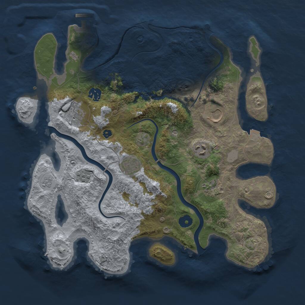 Rust Map: Procedural Map, Size: 3500, Seed: 2084832844, 12 Monuments