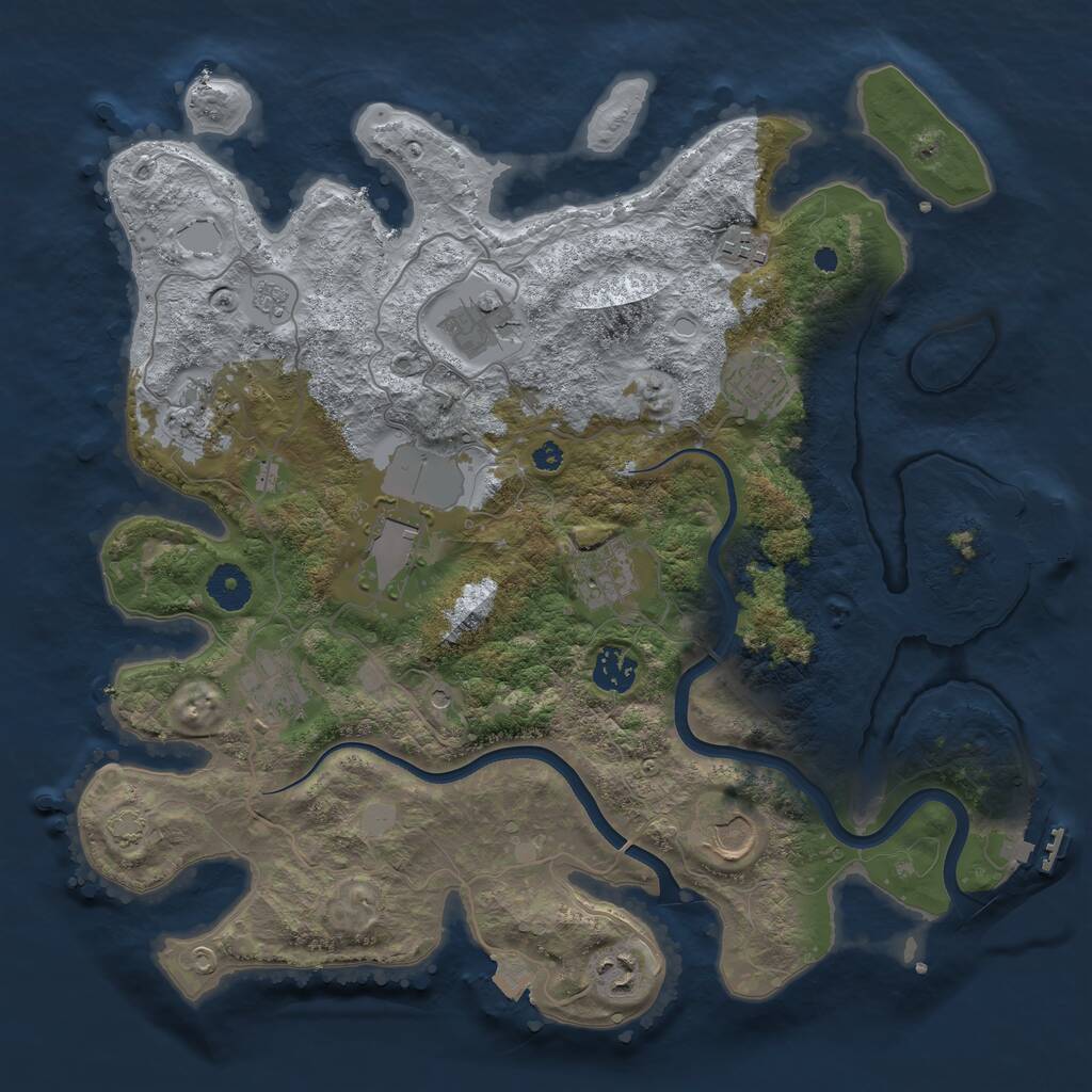Rust Map: Procedural Map, Size: 3700, Seed: 1903281618, 16 Monuments