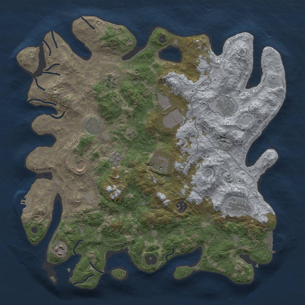 Rust Map: Procedural Map, Size: 4000, Seed: 518264, 19 Monuments