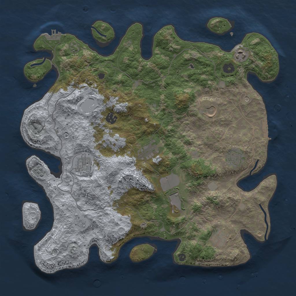 Rust Map: Procedural Map, Size: 4000, Seed: 2066225499, 18 Monuments