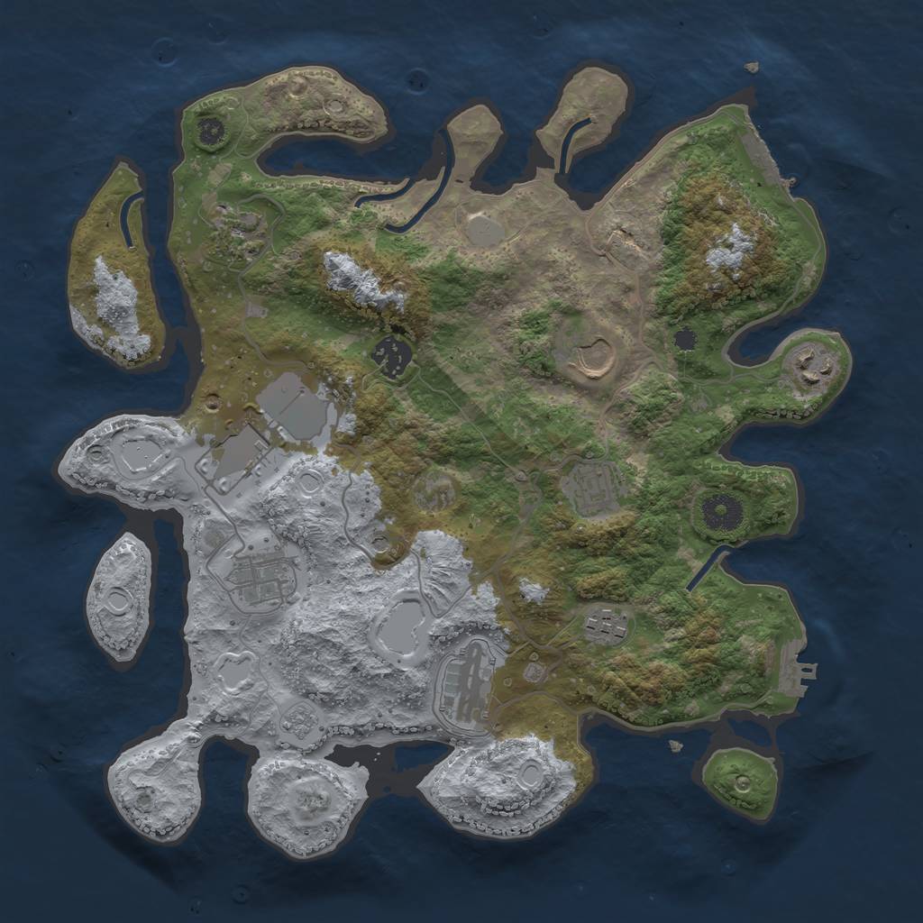 Rust Map: Procedural Map, Size: 3500, Seed: 125581261, 18 Monuments
