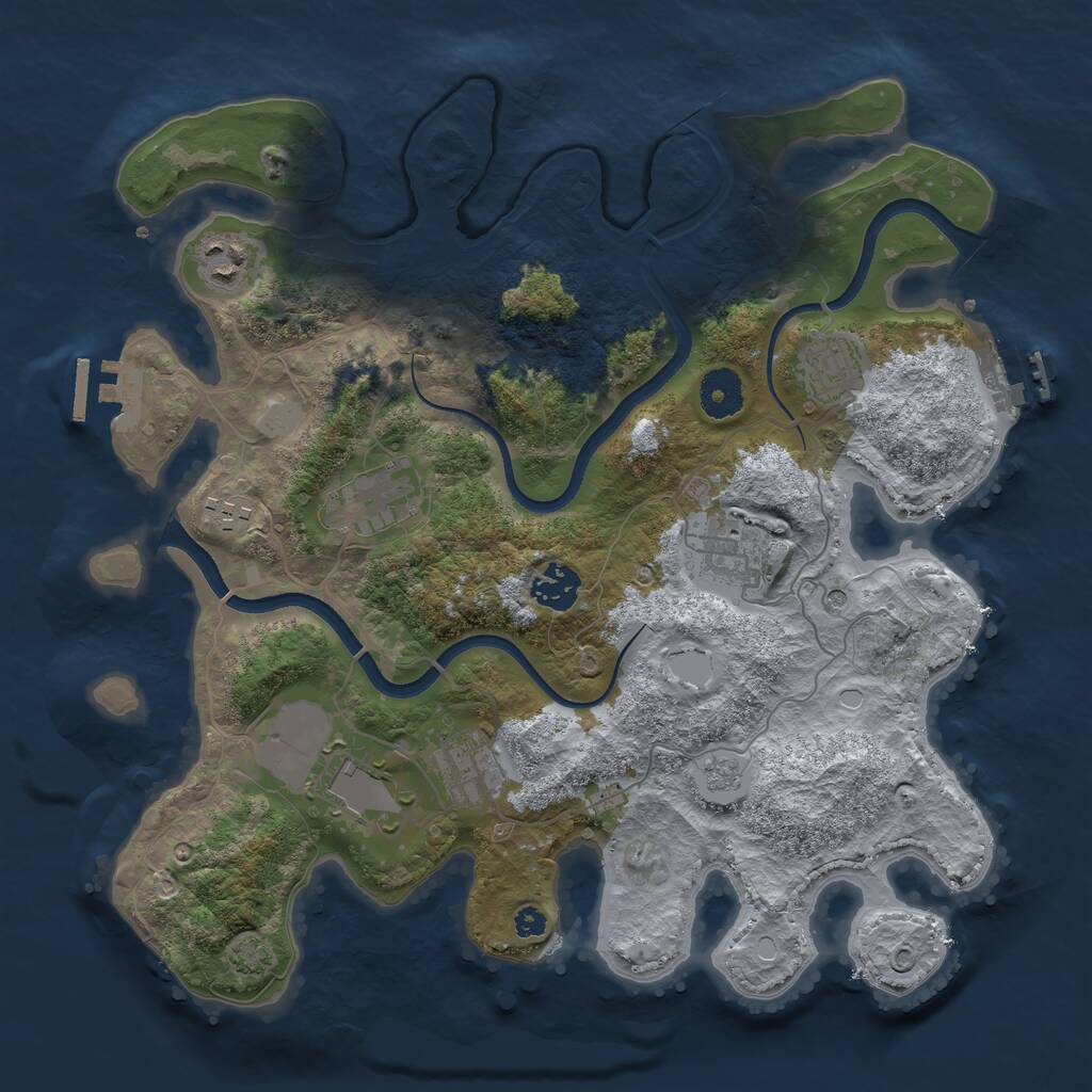 Rust Map: Procedural Map, Size: 3500, Seed: 1157067454, 14 Monuments