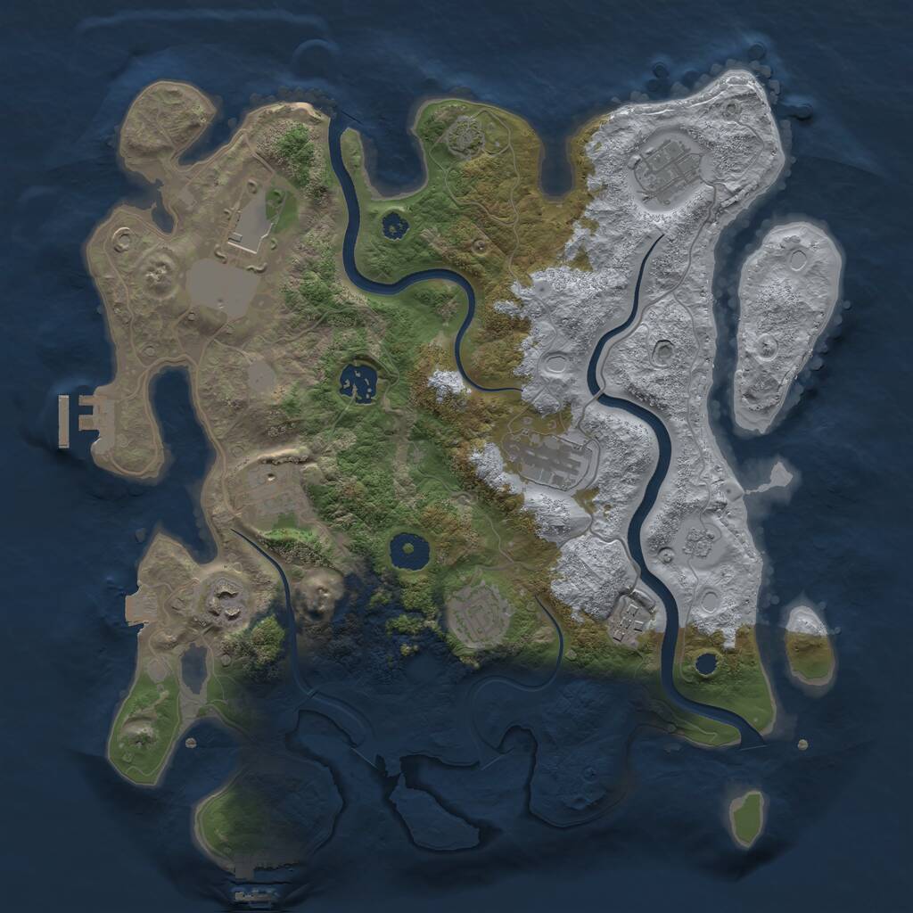 Rust Map: Procedural Map, Size: 3500, Seed: 1371642747, 13 Monuments