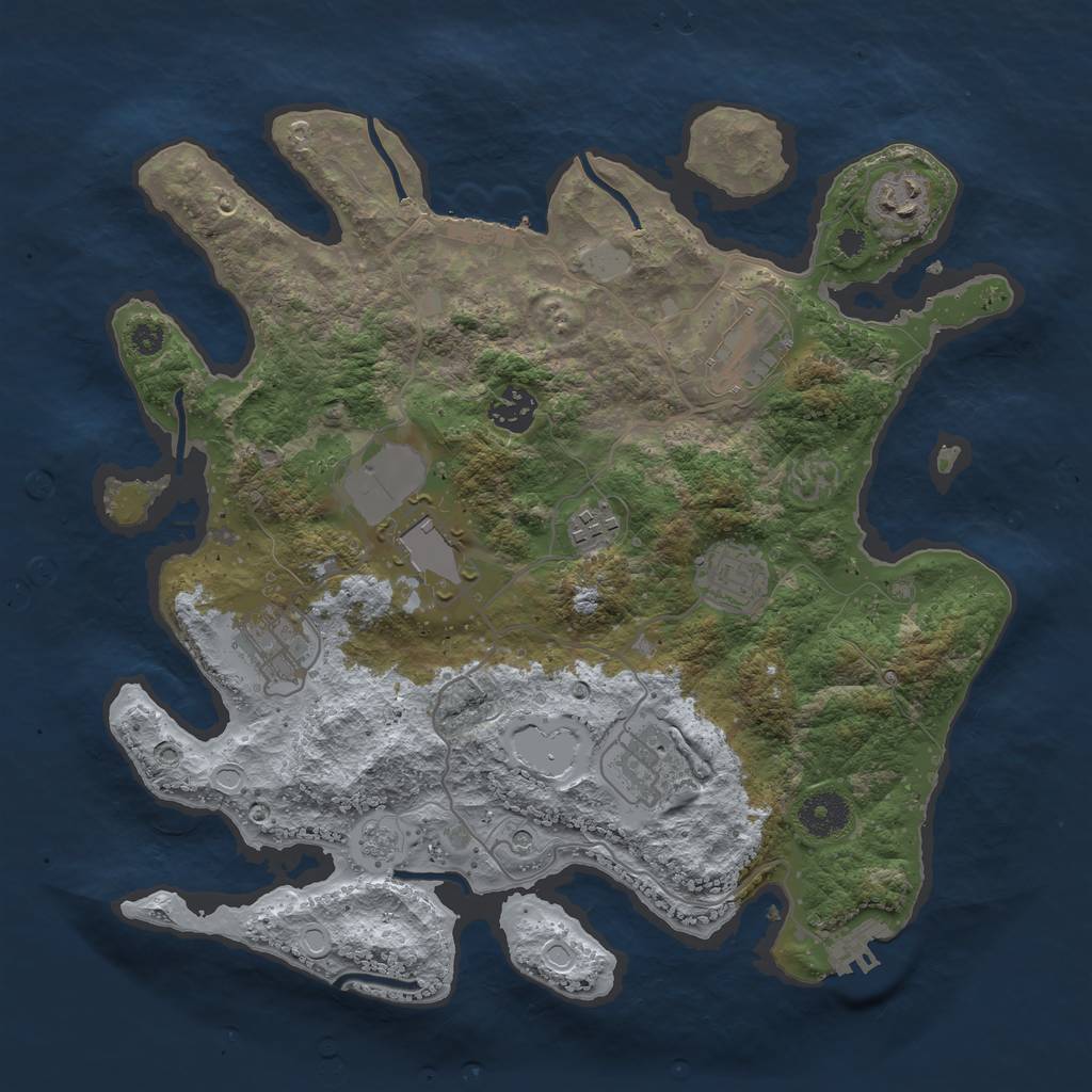 Rust Map: Procedural Map, Size: 3500, Seed: 5342, 15 Monuments