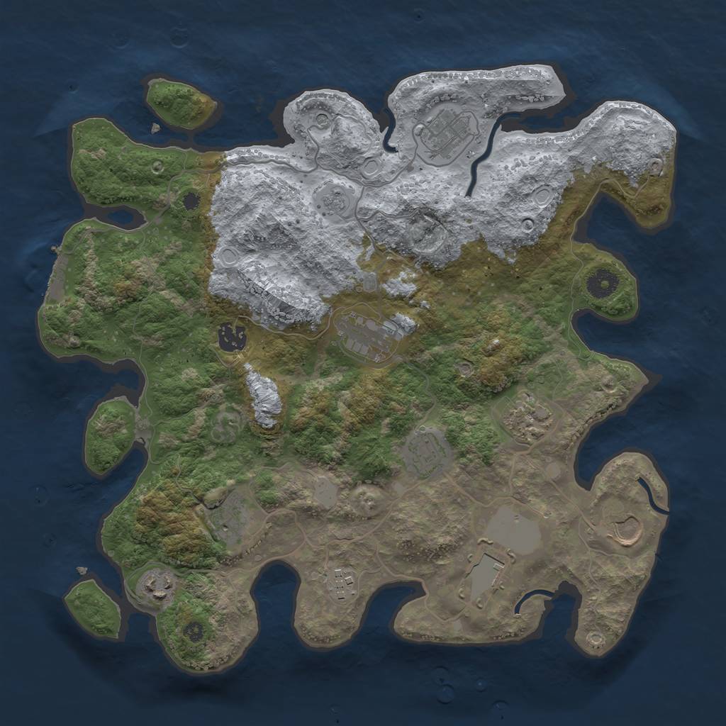 Rust Map: Procedural Map, Size: 3650, Seed: 1, 18 Monuments