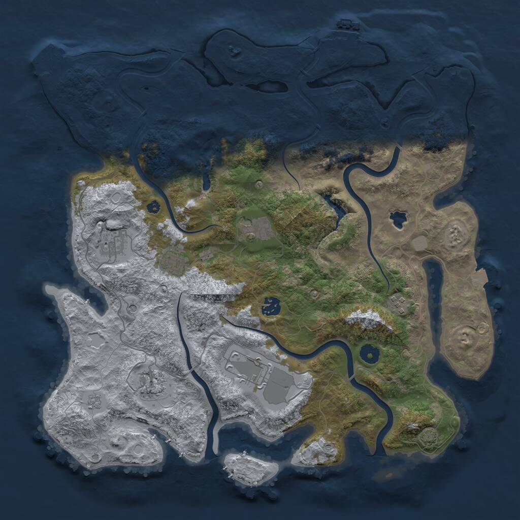Rust Map: Procedural Map, Size: 4000, Seed: 664357032, 13 Monuments