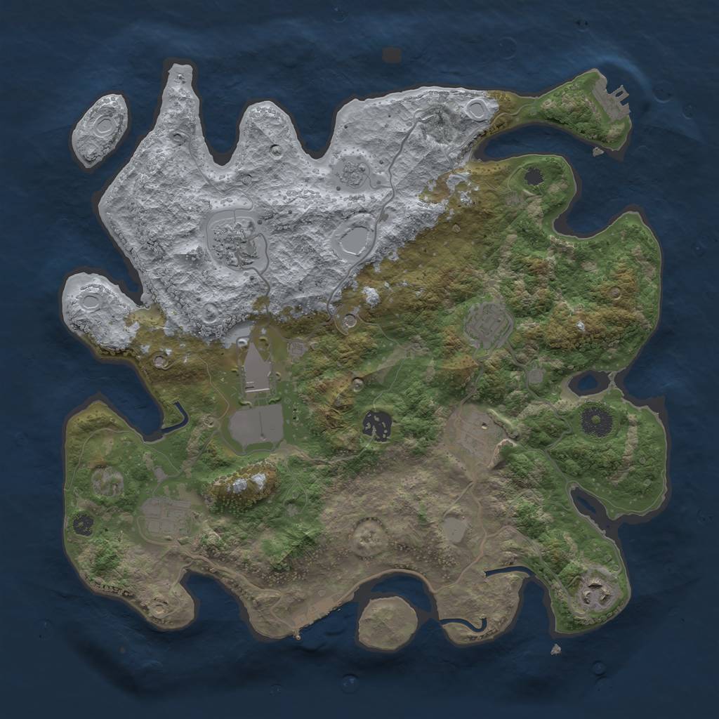 Rust Map: Procedural Map, Size: 3500, Seed: 388168603, 16 Monuments