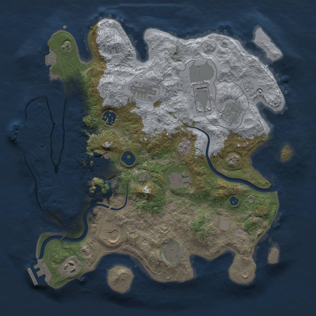 Rust Map: Procedural Map, Size: 3500, Seed: 50319916, 16 Monuments