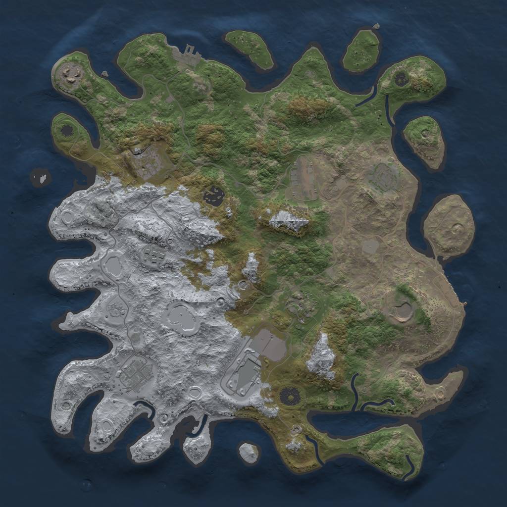 Rust Map: Procedural Map, Size: 3800, Seed: 45809829, 19 Monuments