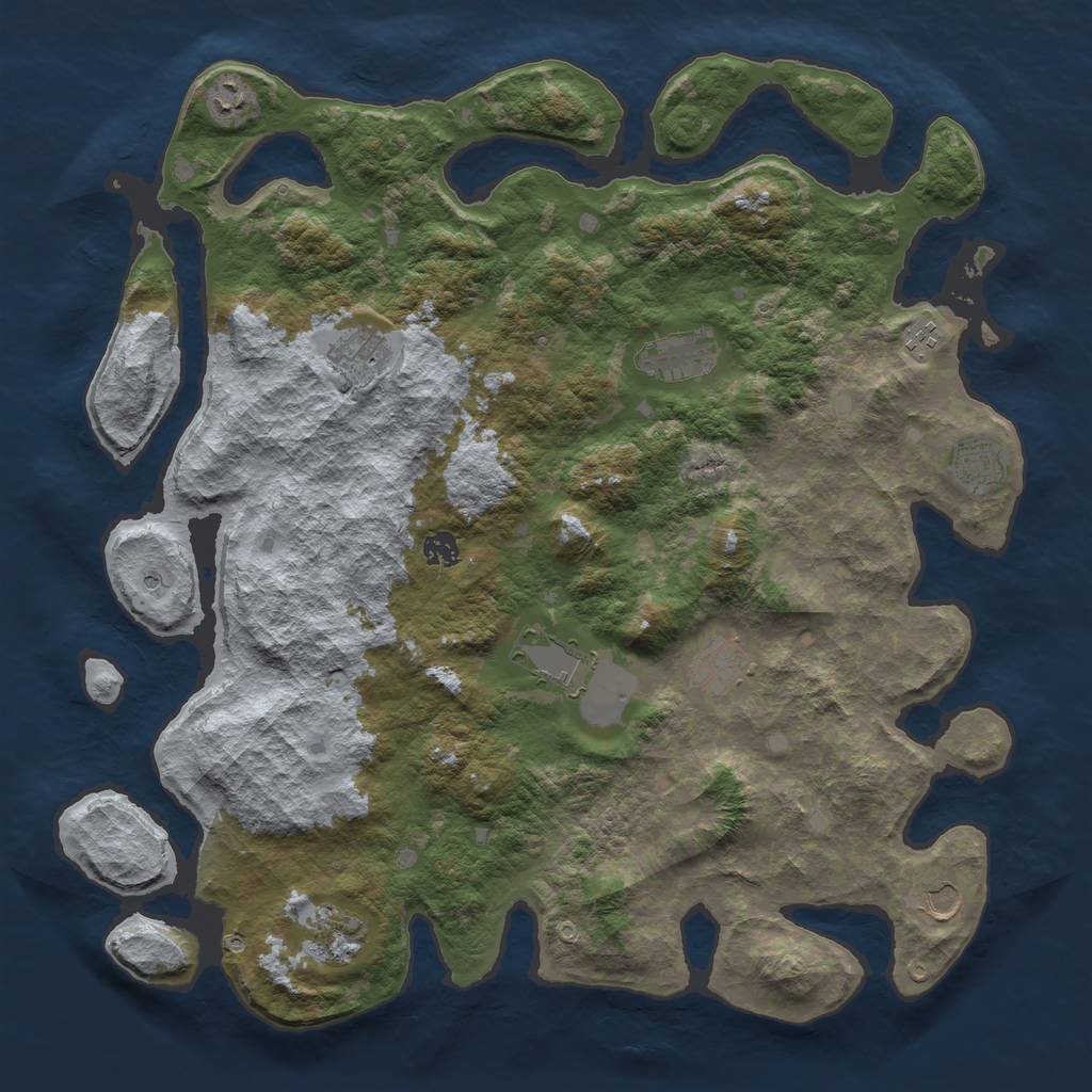 Rust Map: Barren, Size: 4500, Seed: 12345, 13 Monuments