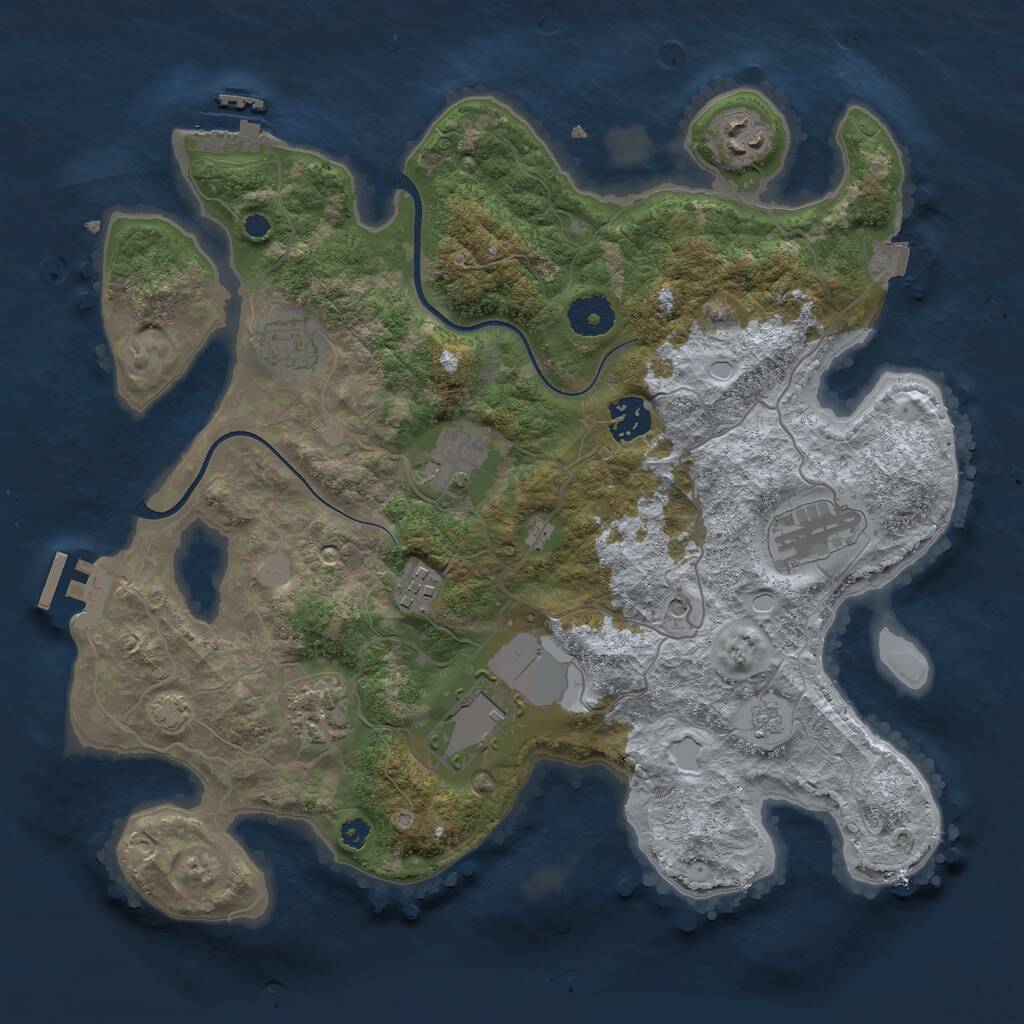 Rust Map: Procedural Map, Size: 3500, Seed: 2041040062, 14 Monuments