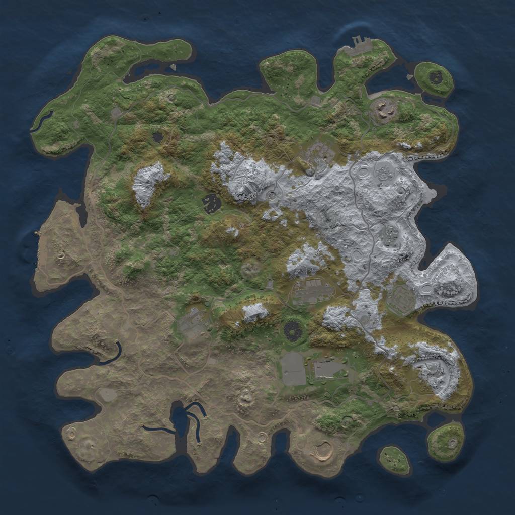 Rust Map: Procedural Map, Size: 4000, Seed: 232323, 19 Monuments