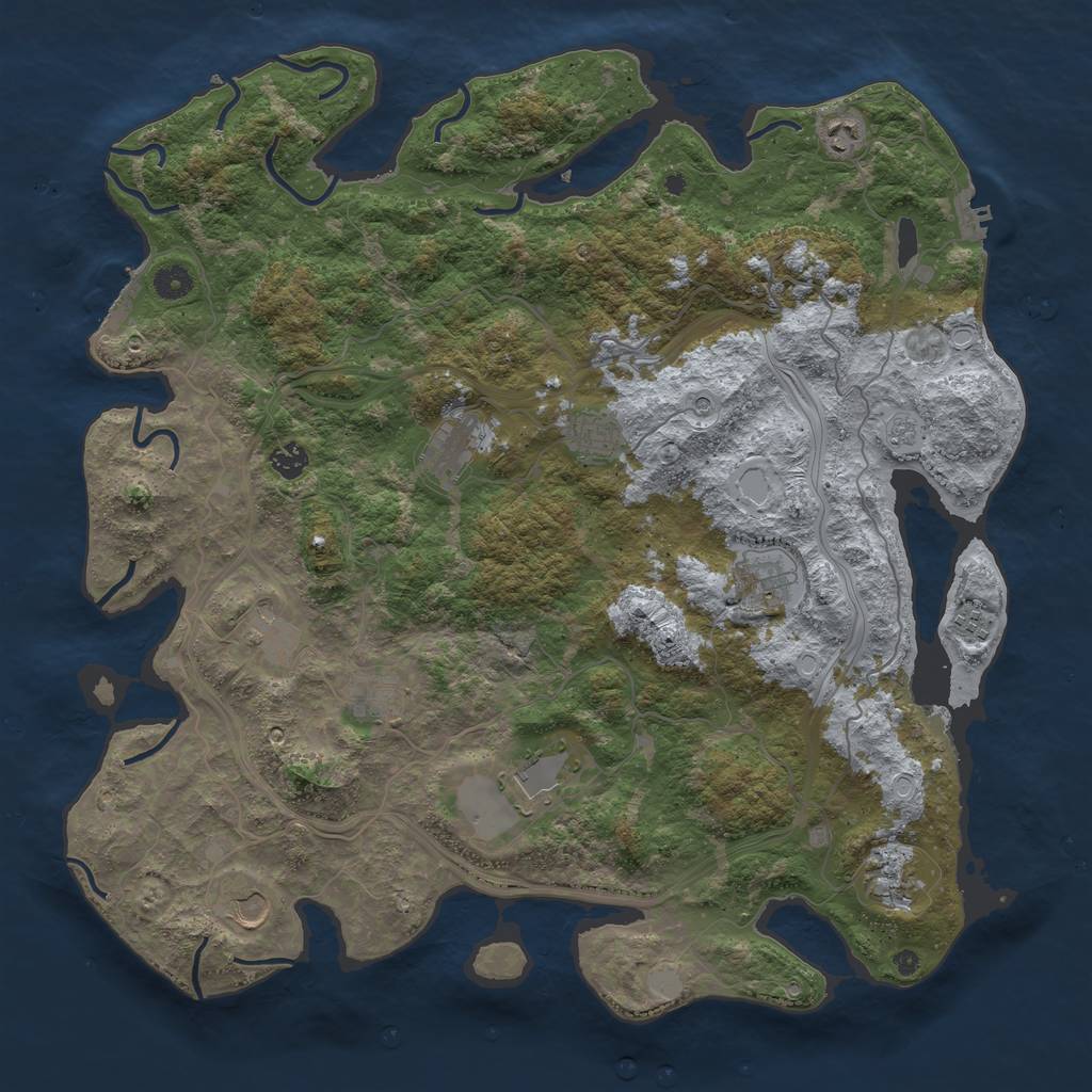 Rust Map: Procedural Map, Size: 4500, Seed: 2116926847, 20 Monuments