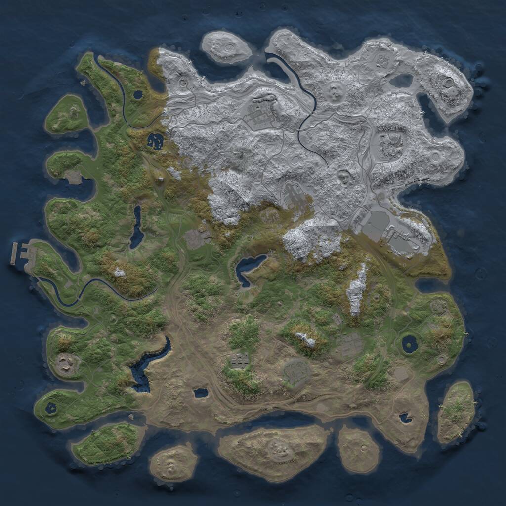 Rust Map: Procedural Map, Size: 4500, Seed: 1305615394, 15 Monuments