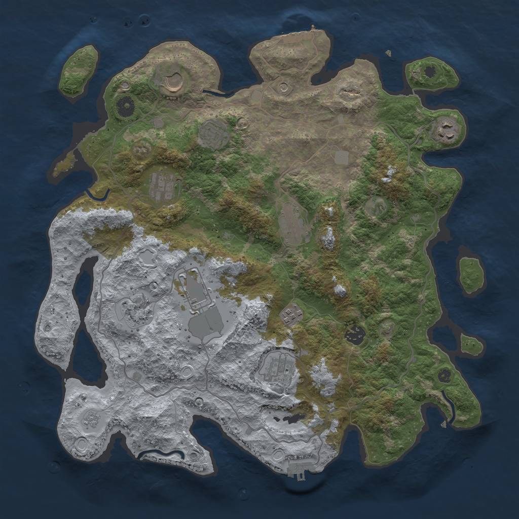 Rust Map: Procedural Map, Size: 4000, Seed: 1105485080, 19 Monuments