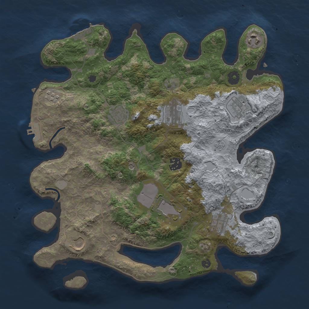 Rust Map: Procedural Map, Size: 3500, Seed: 2784, 16 Monuments