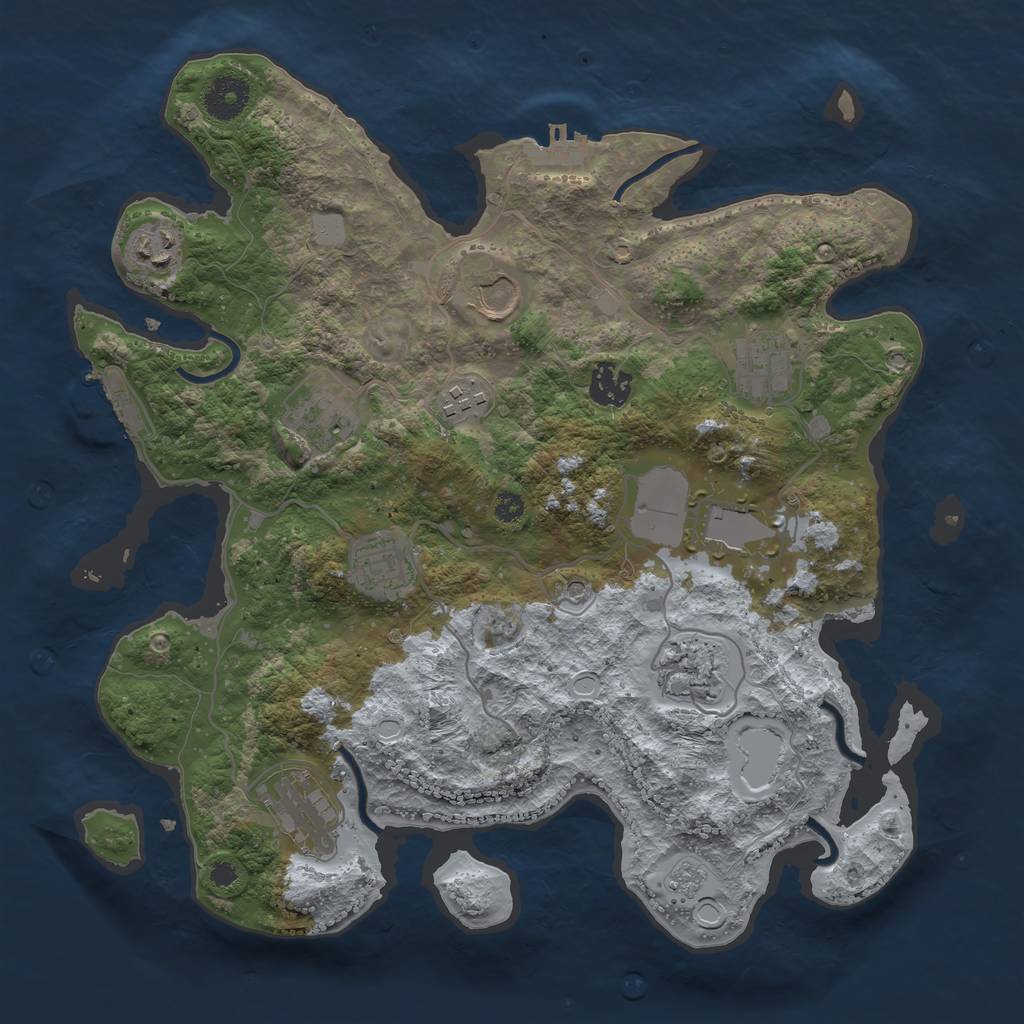 Rust Map: Procedural Map, Size: 3500, Seed: 764604616, 19 Monuments