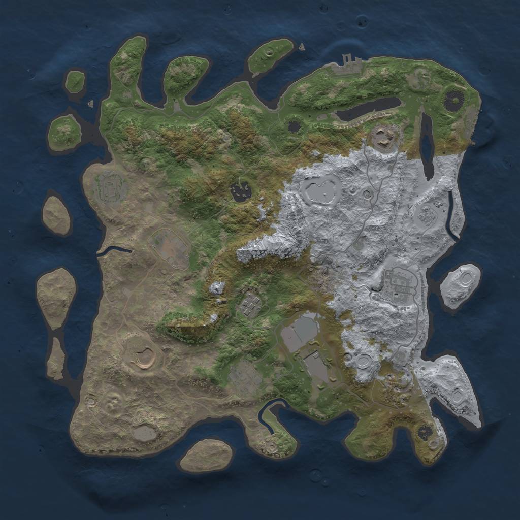 Rust Map: Procedural Map, Size: 3700, Seed: 1341496089, 19 Monuments