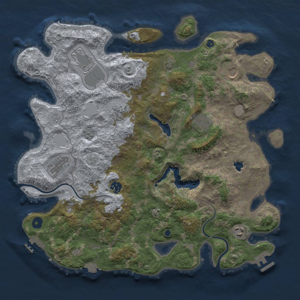 Rust Map: Procedural Map, Size: 4000, Seed: 1280, 14 Monuments