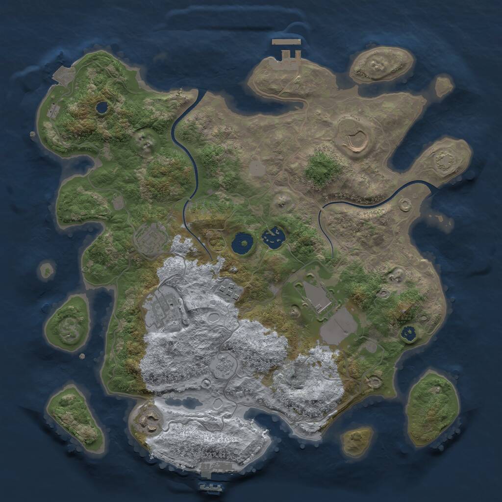 Rust Map: Procedural Map, Size: 3500, Seed: 15753, 12 Monuments