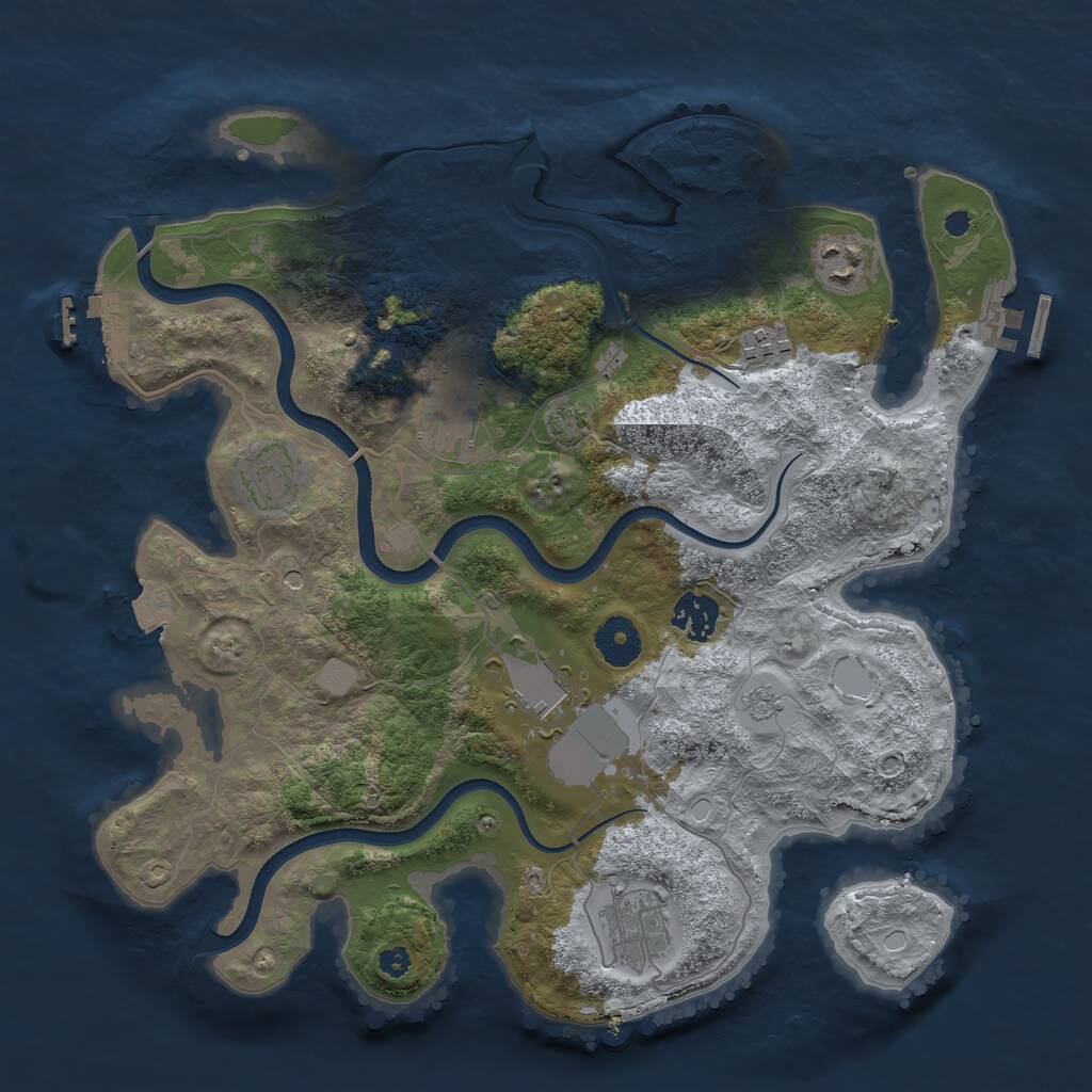 Rust Map: Procedural Map, Size: 3500, Seed: 6542, 13 Monuments