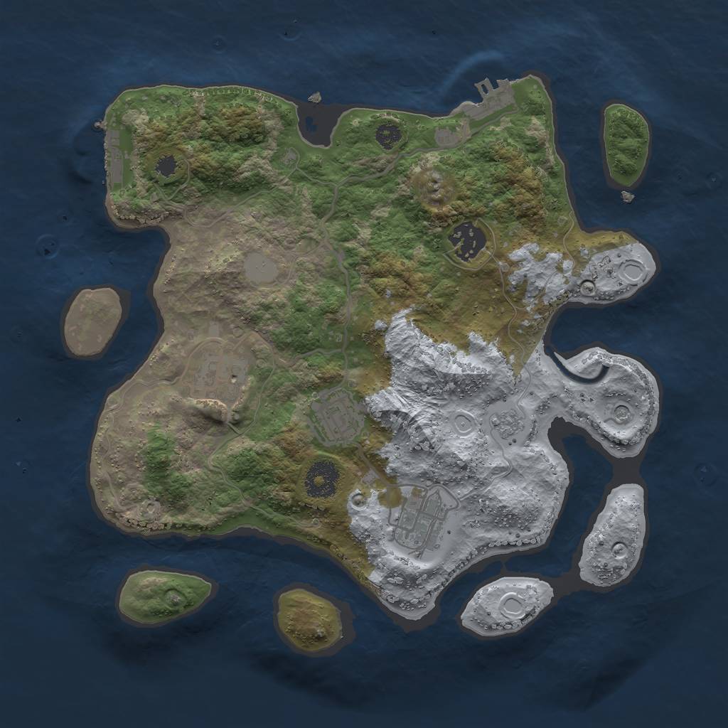 Rust Map: Procedural Map, Size: 3000, Seed: 28712, 13 Monuments