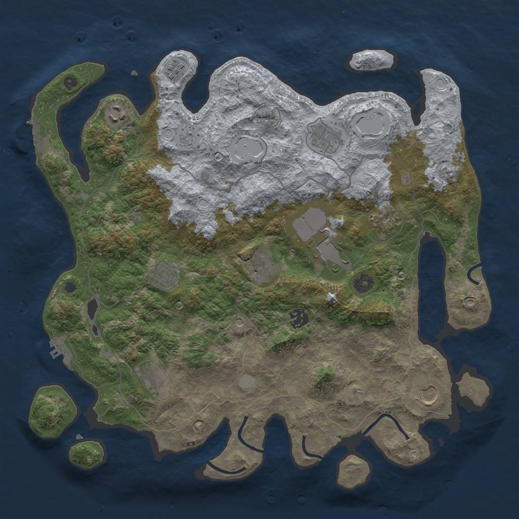 Rust Map: Procedural Map, Size: 4000, Seed: 355614, 19 Monuments
