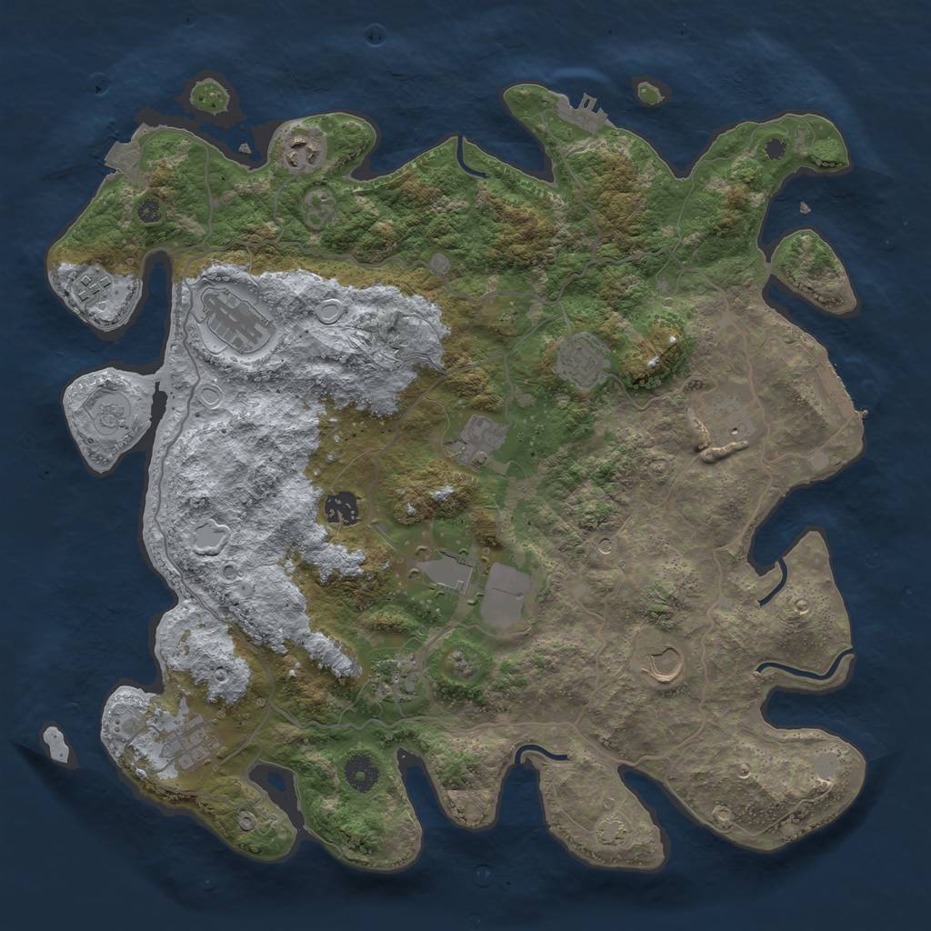 Rust Map: Procedural Map, Size: 4000, Seed: 1125820453, 19 Monuments