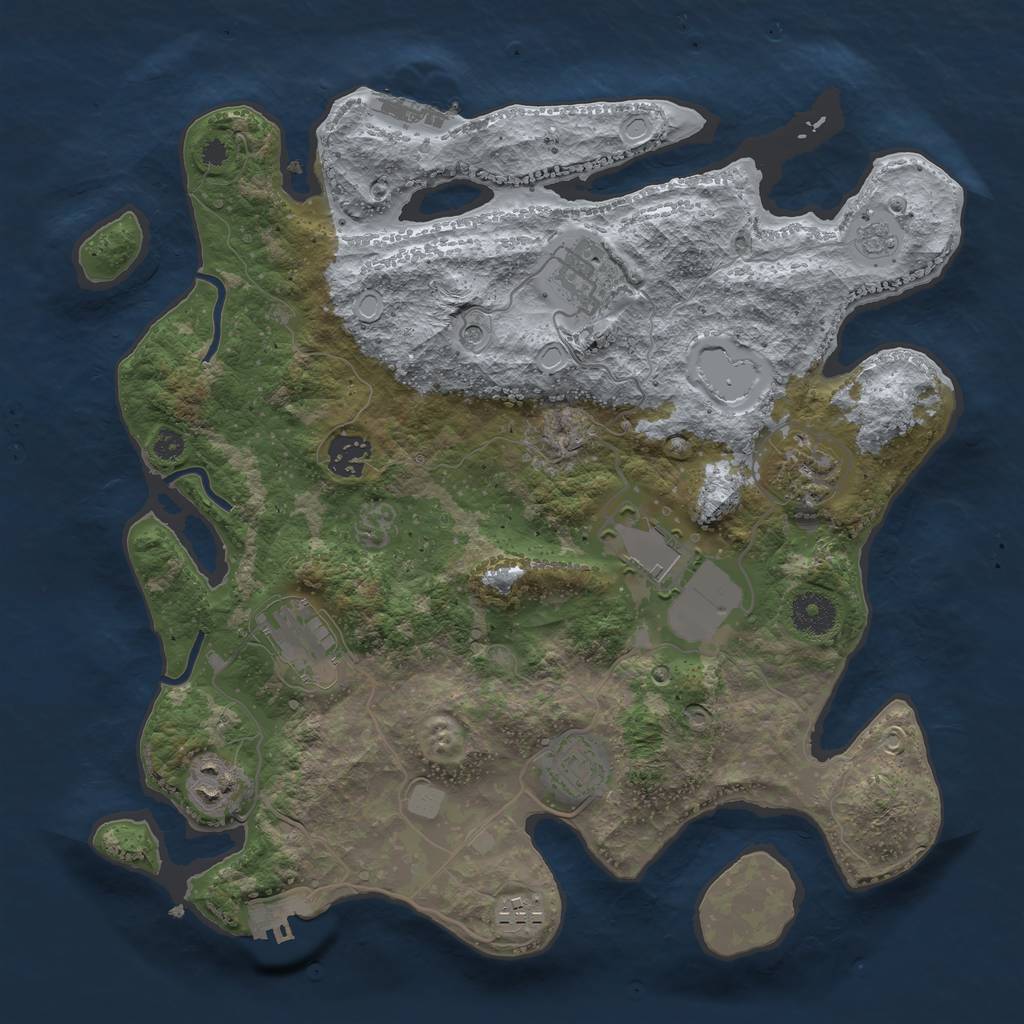 Rust Map: Procedural Map, Size: 3500, Seed: 336284317, 17 Monuments