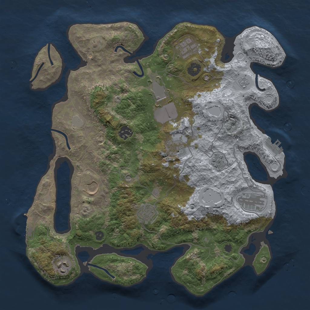 Rust Map: Procedural Map, Size: 3500, Seed: 6651, 18 Monuments