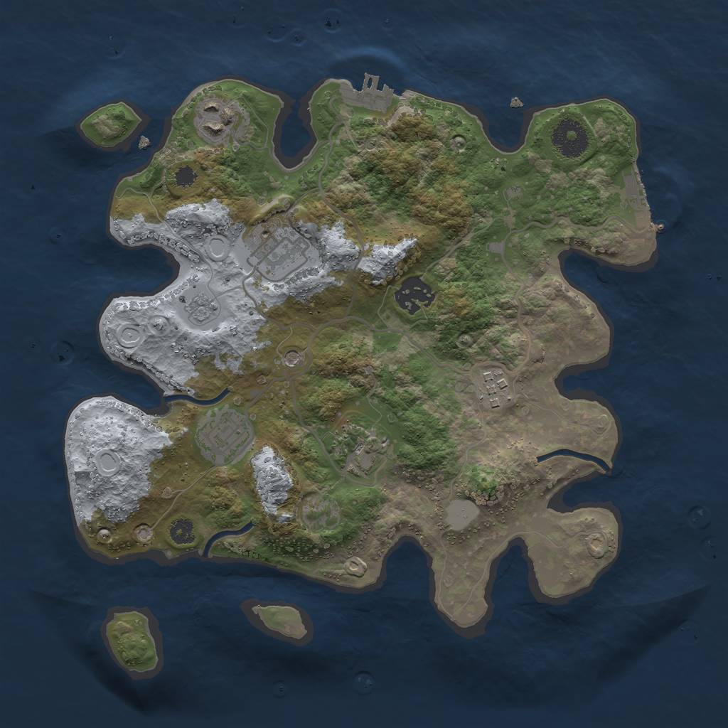 Rust Map: Procedural Map, Size: 3000, Seed: 54325, 15 Monuments