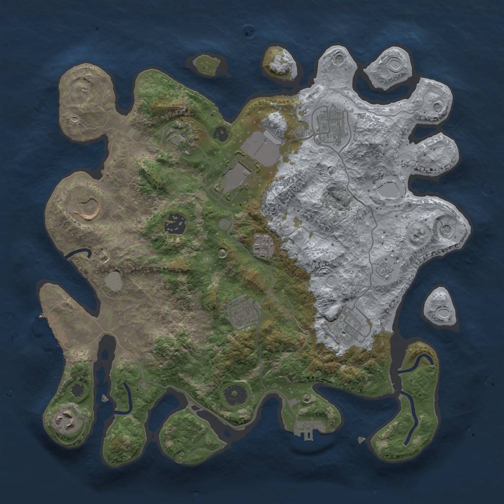 Rust Map: Procedural Map, Size: 3500, Seed: 429707313, 18 Monuments