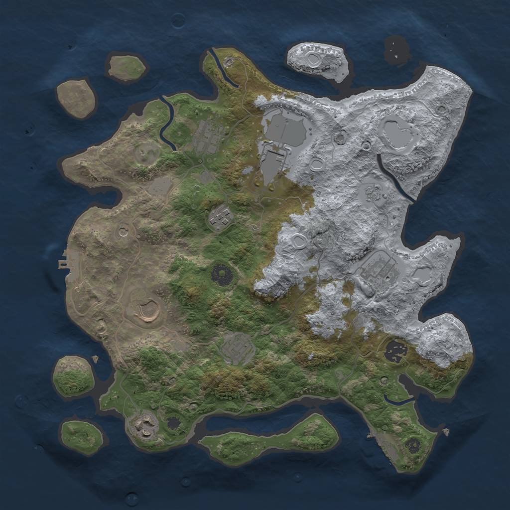 Rust Map: Procedural Map, Size: 3500, Seed: 15296, 17 Monuments