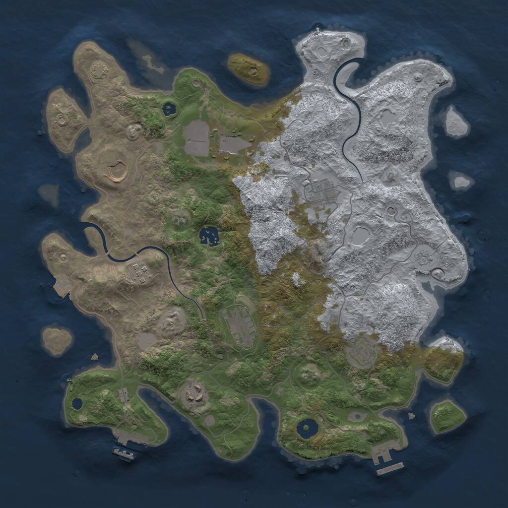 Rust Map: Procedural Map, Size: 3750, Seed: 2089701, 14 Monuments
