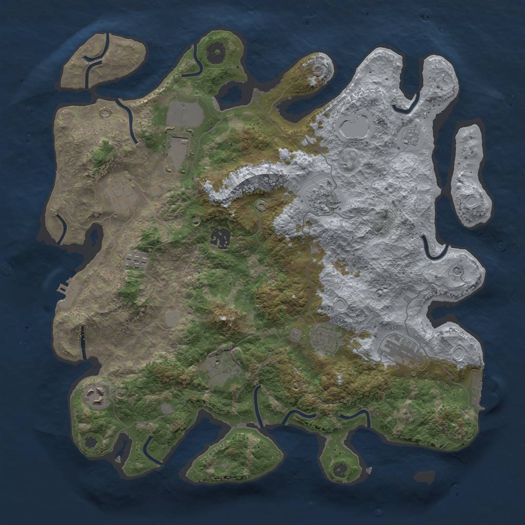 Rust Map: Procedural Map, Size: 3800, Seed: 20646, 18 Monuments