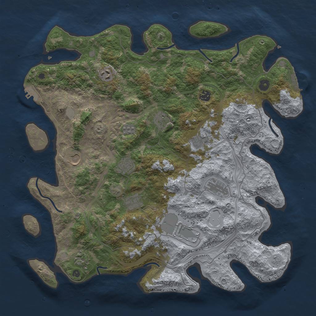 Rust Map: Procedural Map, Size: 4250, Seed: 624489883, 20 Monuments