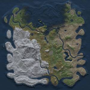 Thumbnail Rust Map: Procedural Map, Size: 5000, Seed: 33333, 16 Monuments