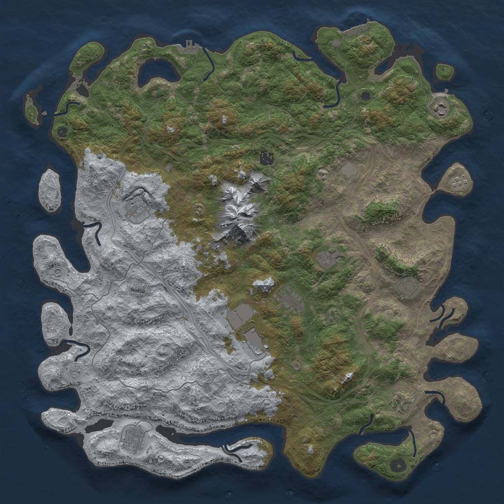 Rust Map: Procedural Map, Size: 5000, Seed: 33333, 19 Monuments