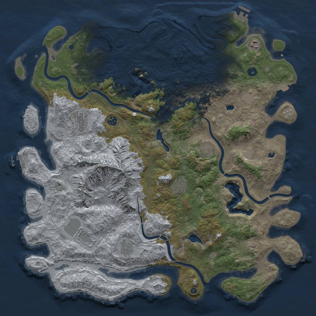 Rust Map: Procedural Map, Size: 5000, Seed: 33333, 16 Monuments