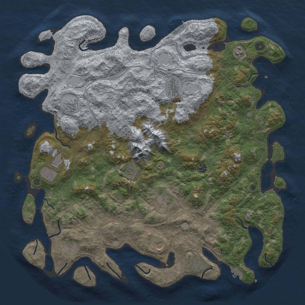 Rust Map: Procedural Map, Size: 5000, Seed: 4832609, 20 Monuments