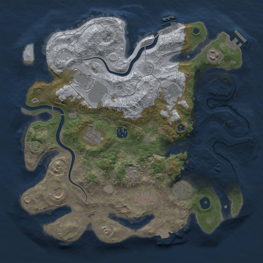 Rust Map: Procedural Map, Size: 3500, Seed: 6897456, 15 Monuments