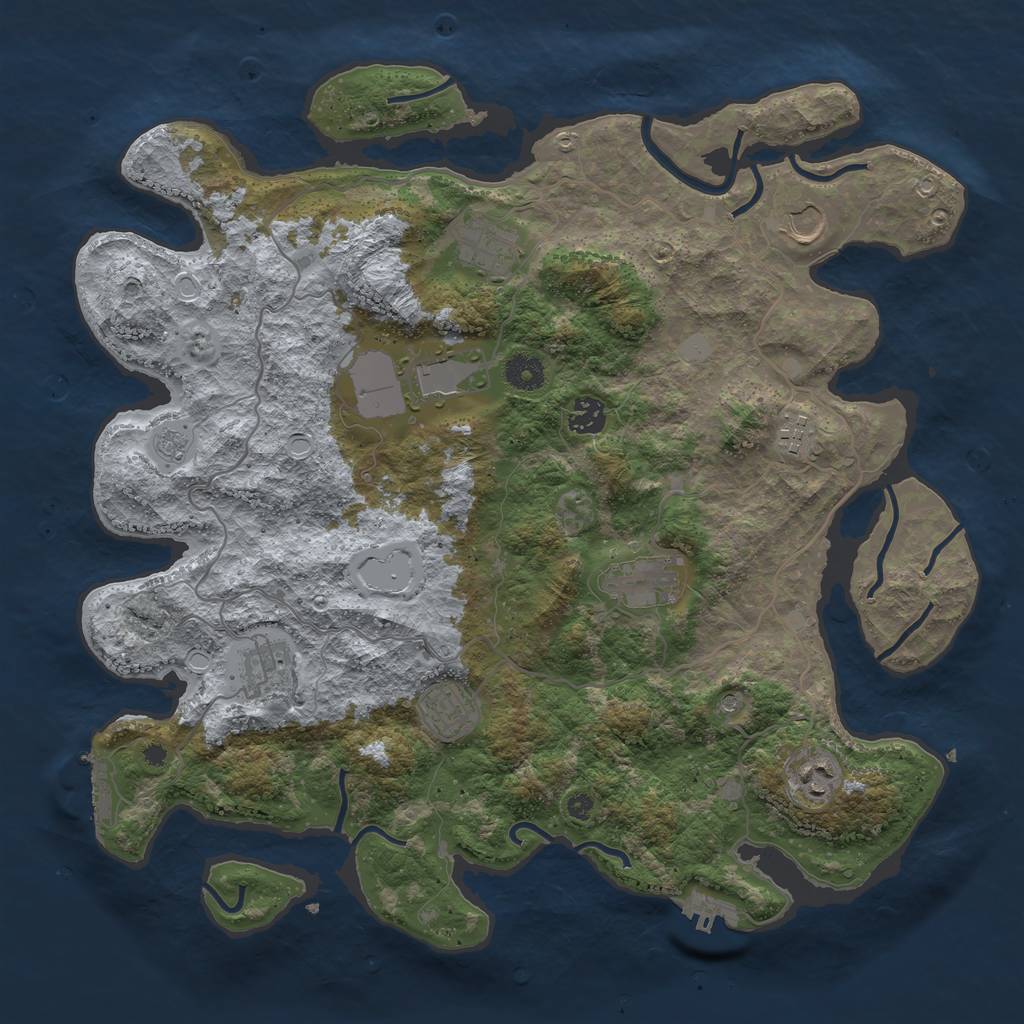 Rust Map: Procedural Map, Size: 4000, Seed: 52607, 18 Monuments
