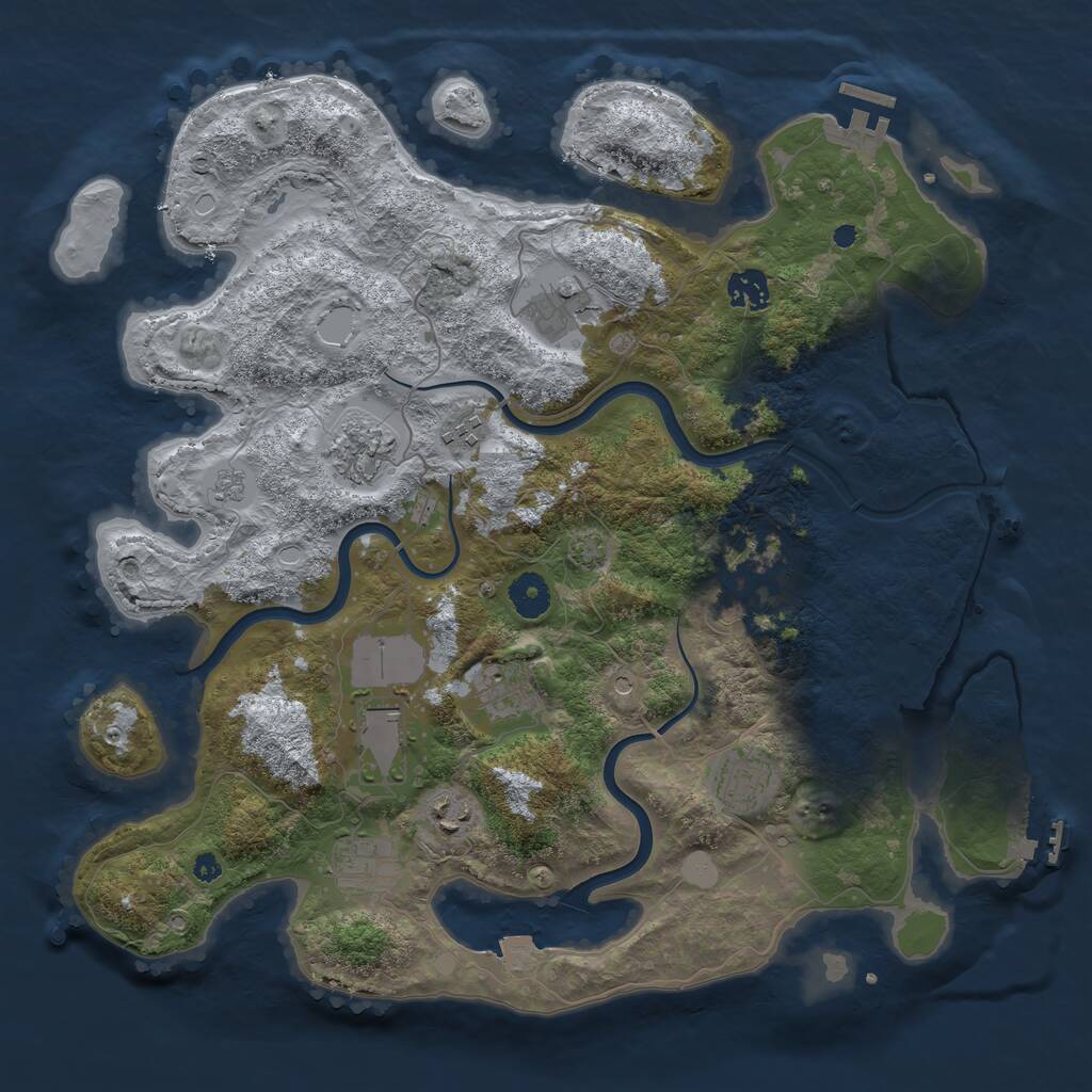 Rust Map: Procedural Map, Size: 3850, Seed: 400674142, 16 Monuments