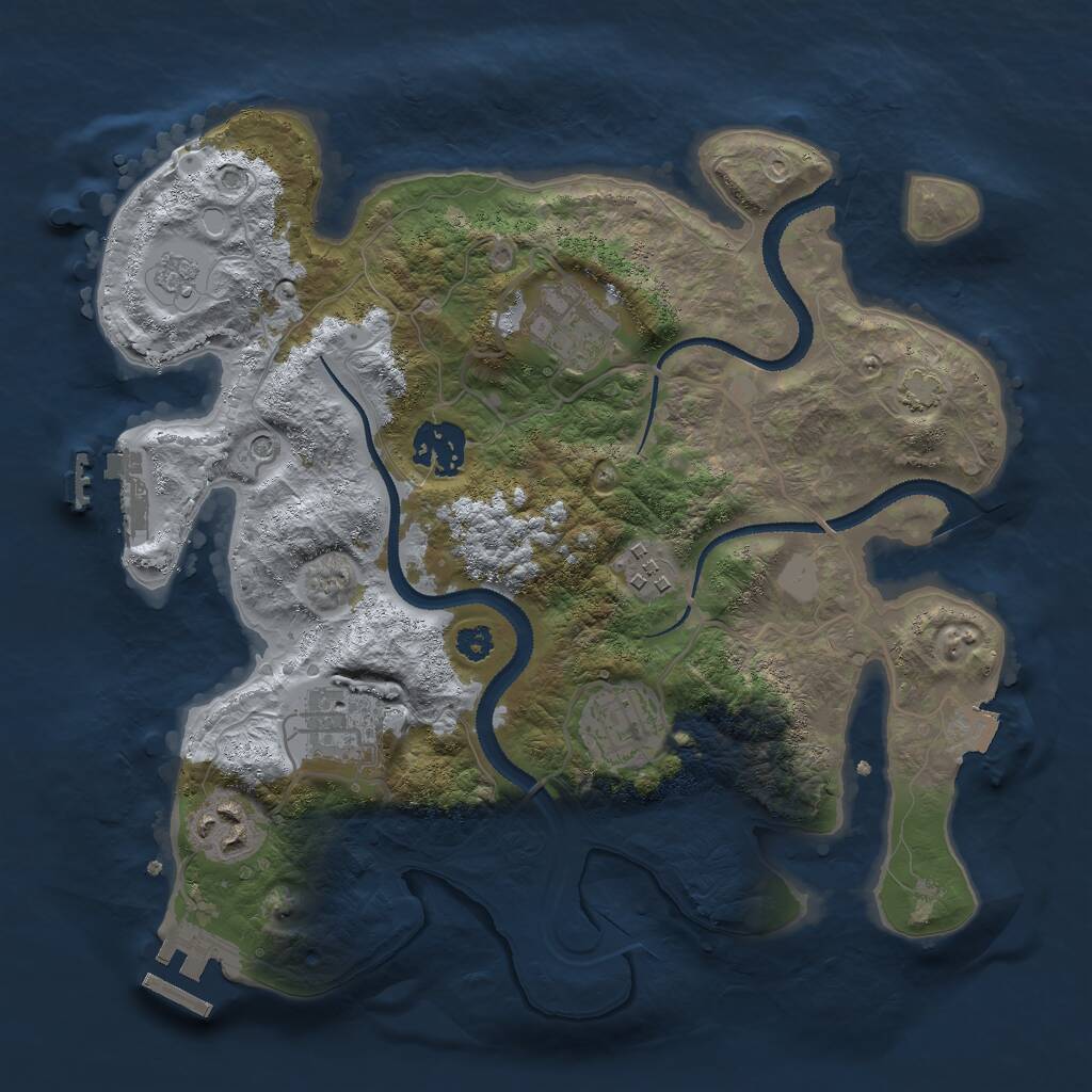 Rust Map: Procedural Map, Size: 3000, Seed: 2107, 12 Monuments